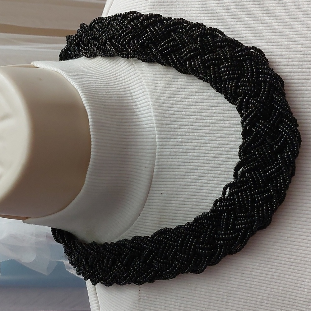 Wide and Chunky Braided Seed Bead Collar Statement Necklace